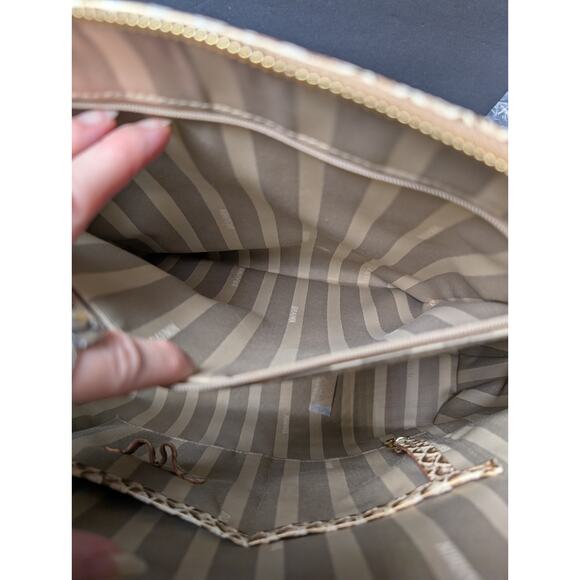 Beautiful Brahmin Duxbury Handbag Cream Gold Faux Snakeskin Satchel Crossbody - Picture 10 of 16